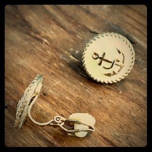 Vintage inspired anchor clip on earrings